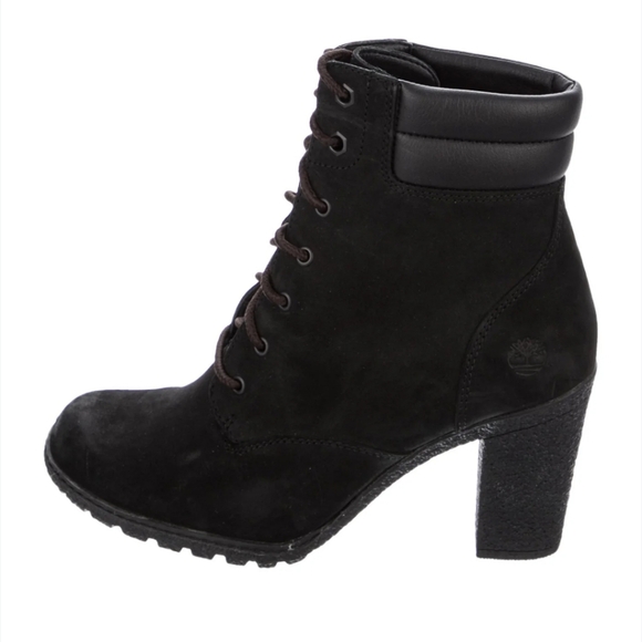 Timberland Suede Heeled Combat Lace- Up Boot Size 6.5 Stylish Warmth